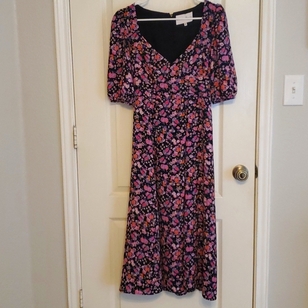 Charles Henry Floral Midi Dress